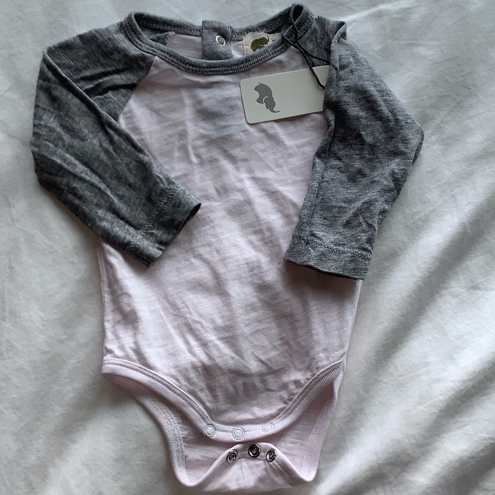 Monica & Andy long sleeve baseball onesie 0-3 mos